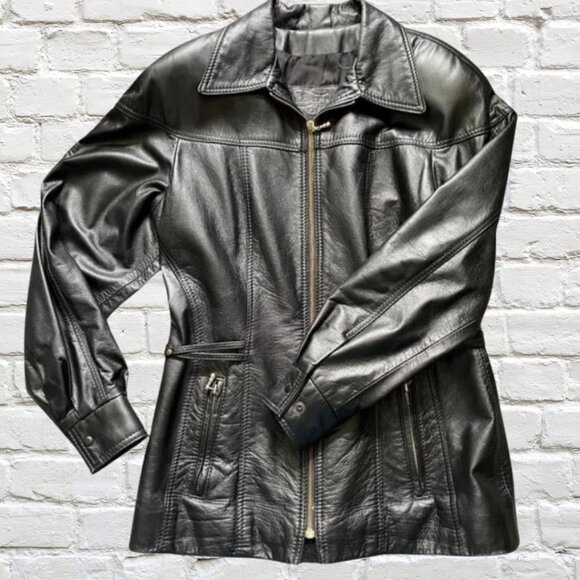 VINTAGE Womens Medium 1990s The Leather Ranch Leather Jacket Made in Canada - Picture 1 of 15